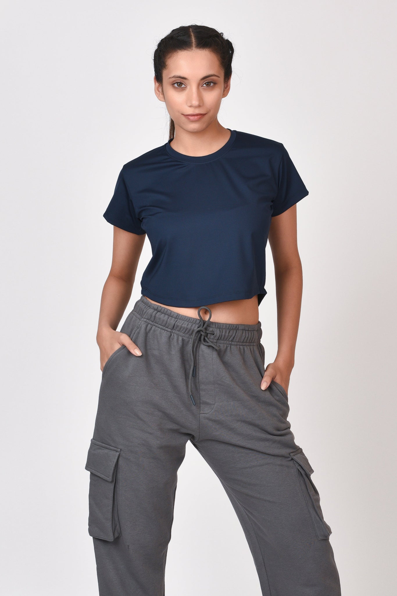 Performance Crop Top By Brute Force (Color: Blue)