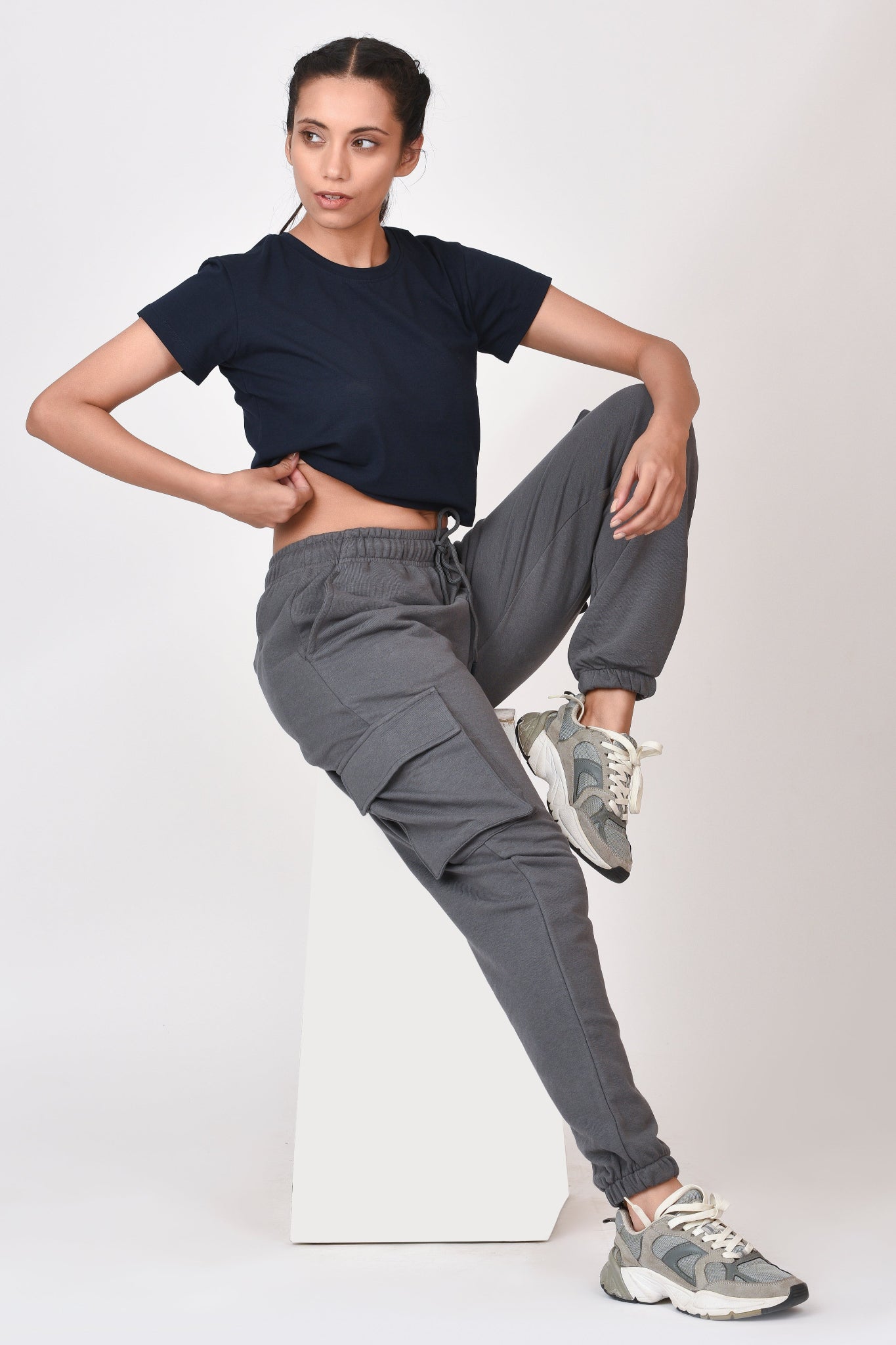 Performance Crop Top By Brute Force (Color: Blue)
