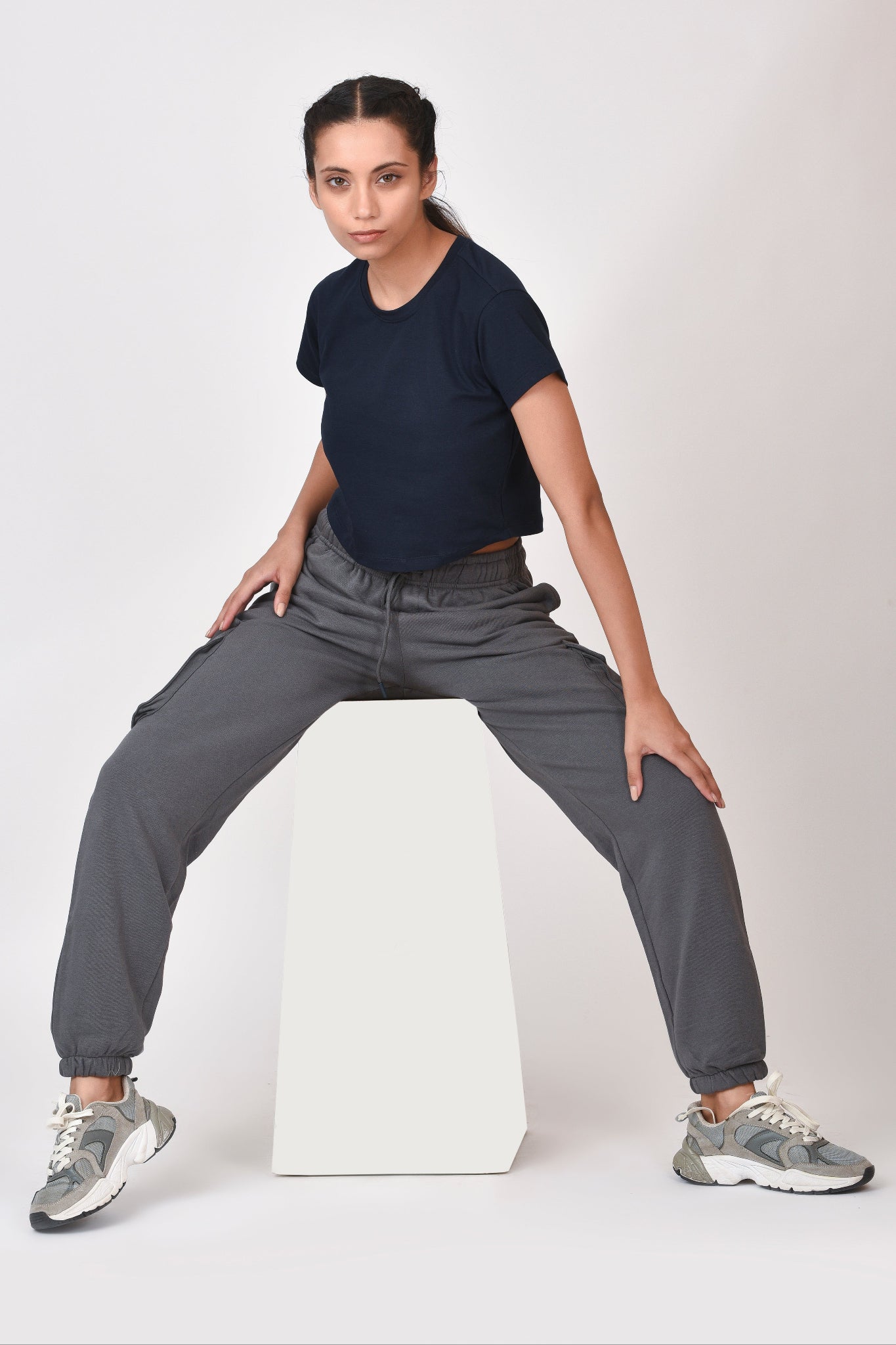 Performance Crop Top By Brute Force (Color: Blue)