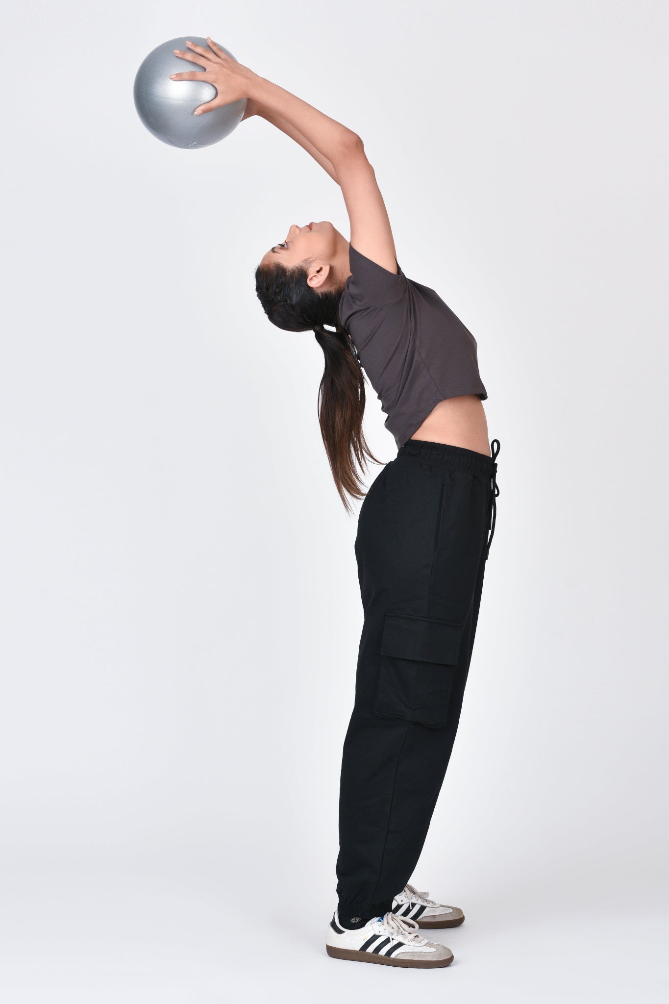 Performance Crop Top By Brute Force (Color: Grey)