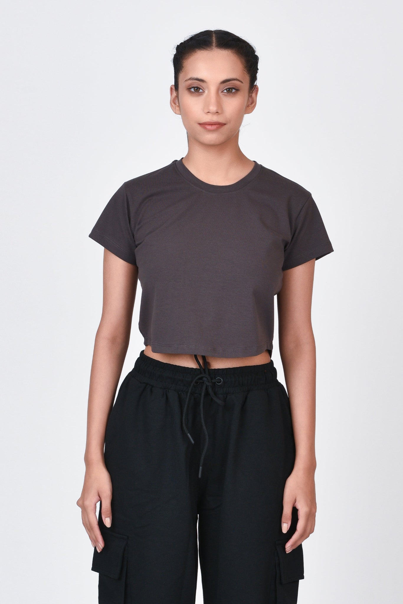 Performance Crop Top By Brute Force (Color: Grey)
