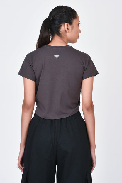 Performance Crop Top By Brute Force (Color: Grey)