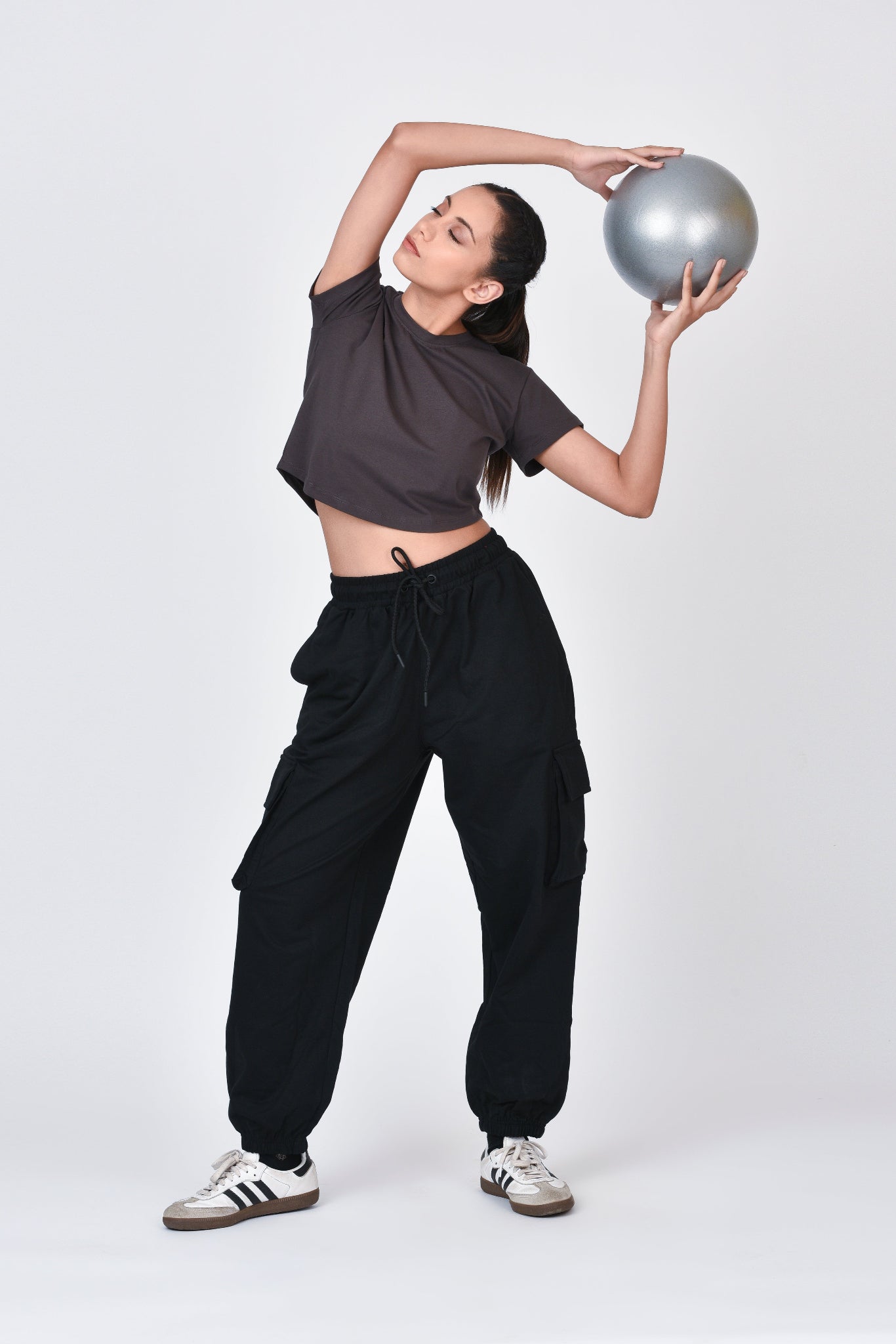 Performance Crop Top By Brute Force (Color: Grey)