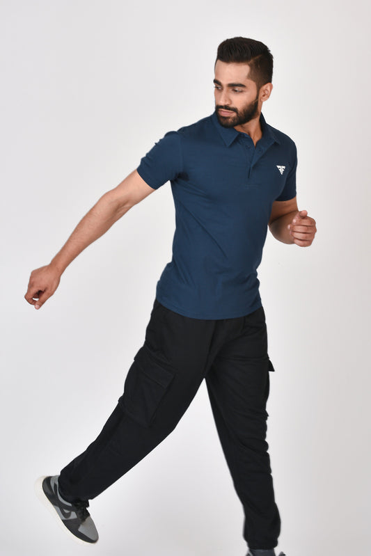 Slim Fit Ultimate Polo T-shirt By Brute Force (Color : Blue)