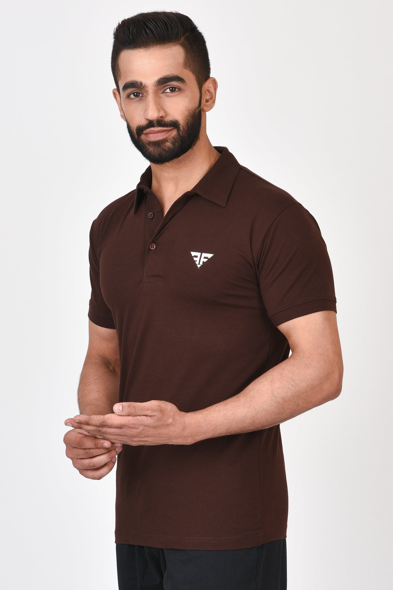 Slim Fit Ultimate Polo T-shirt By Brute Force (Color : Brown)