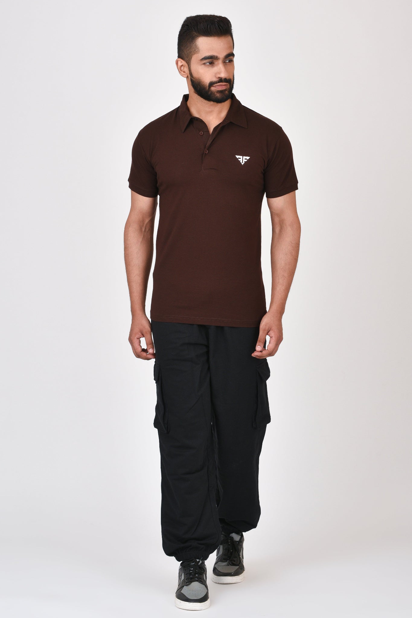 Slim Fit Ultimate Polo T-shirt By Brute Force (Color : Brown)