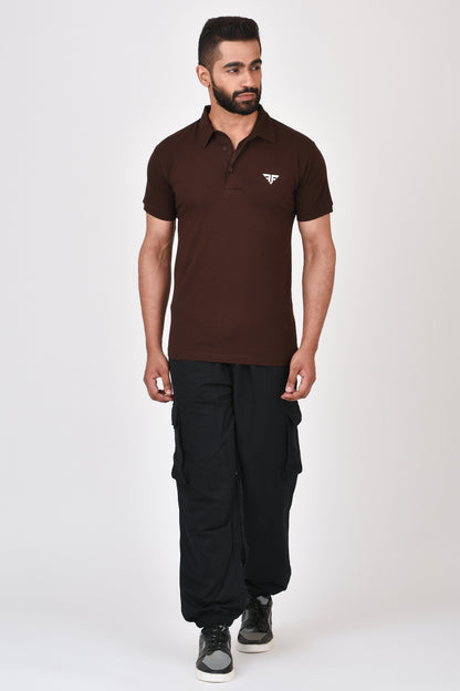 Slim Fit Ultimate Polo T-shirt By Brute Force (Color : Brown)