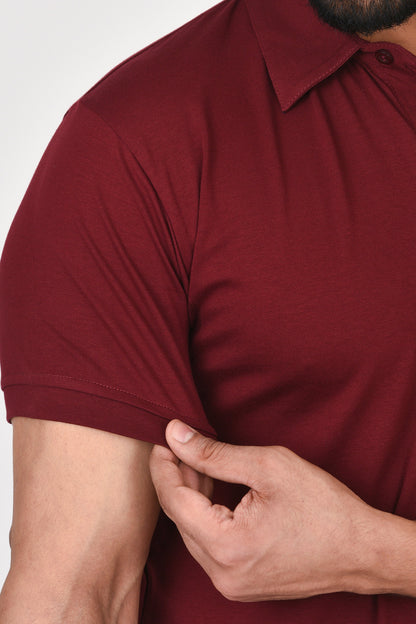 Slim Fit Ultimate Polo T-shirt By Brute Force (Color : Maroon)