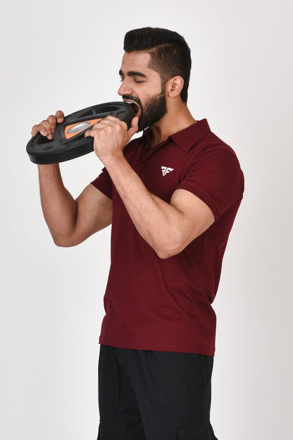 Slim Fit Ultimate Polo T-shirt By Brute Force (Color : Maroon)